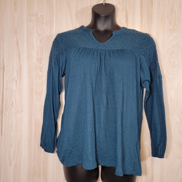 Style & Co Blue Peasant Top Sz 0X - Picture 1 of 5
